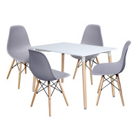Jedálenský stôl 120x80 UNO biely + 4 stoličky UNO sivé Jedálenský stôl 120x80 UNO biely + 4 stoličky UNO sivé