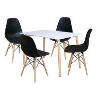 Jedálenský stôl 120x80 UNO biely + 4 stoličky UNO čierne Jedálenský stôl 120x80 UNO biely + 4 stoličky UNO čierne