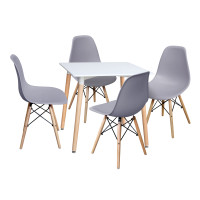 Jedálenský stôl 80x80 UNO biely + 4 stoličky UNO sivé Jedálenský stôl 80x80 UNO biely + 4 stoličky UNO sivé
